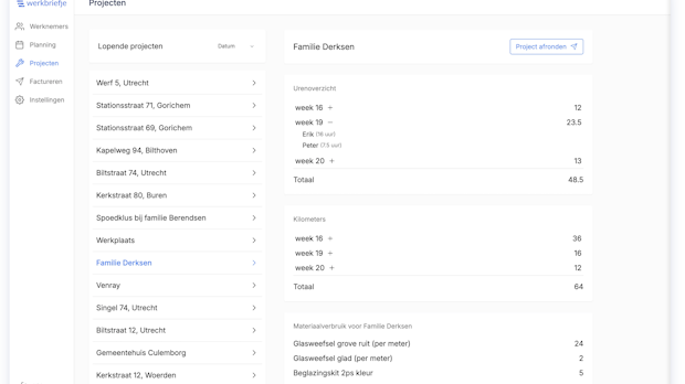 Lay out van de werkbriefjesapp